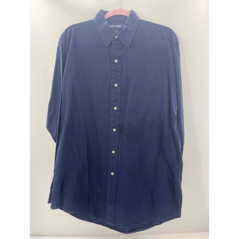 Polo Golf Ralph Lauren Lofting Mens‎ Medium Navy Blue Cotton Button Down Shirt